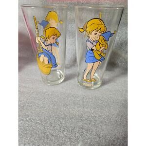 2 Vintage 1977 Pepsi Glasses Penny Disney Movie The Rescuers 6.5" Tall
